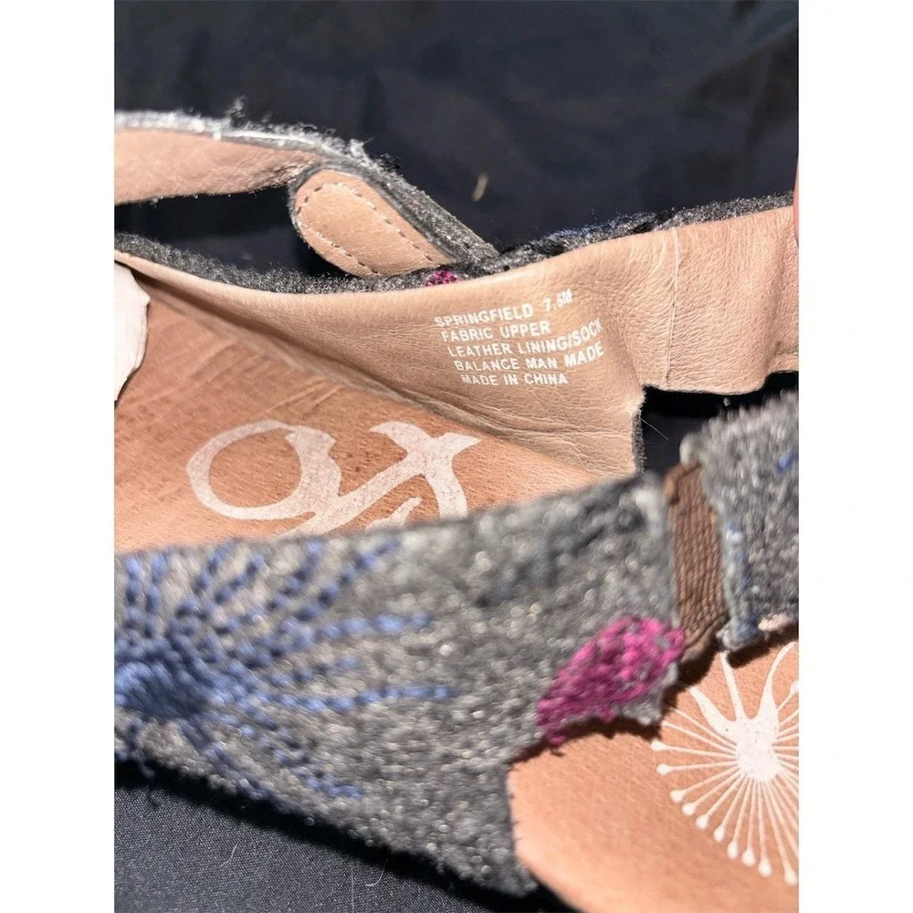 OTOT Springfield Womens Gray Floral Mary Jane Strap Wedge Heel Shoes w/box 7.5